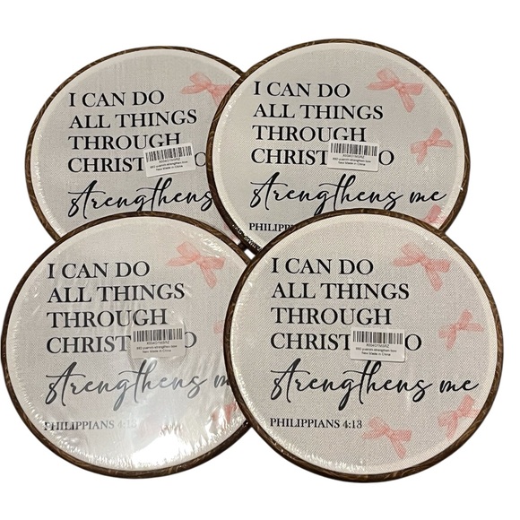 Other - 4 Piece Bundle Biblical Scripture Inspirational Wall Art with Pink Bows